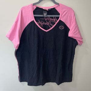 Black and Pink Harley-Davidson T Shirt